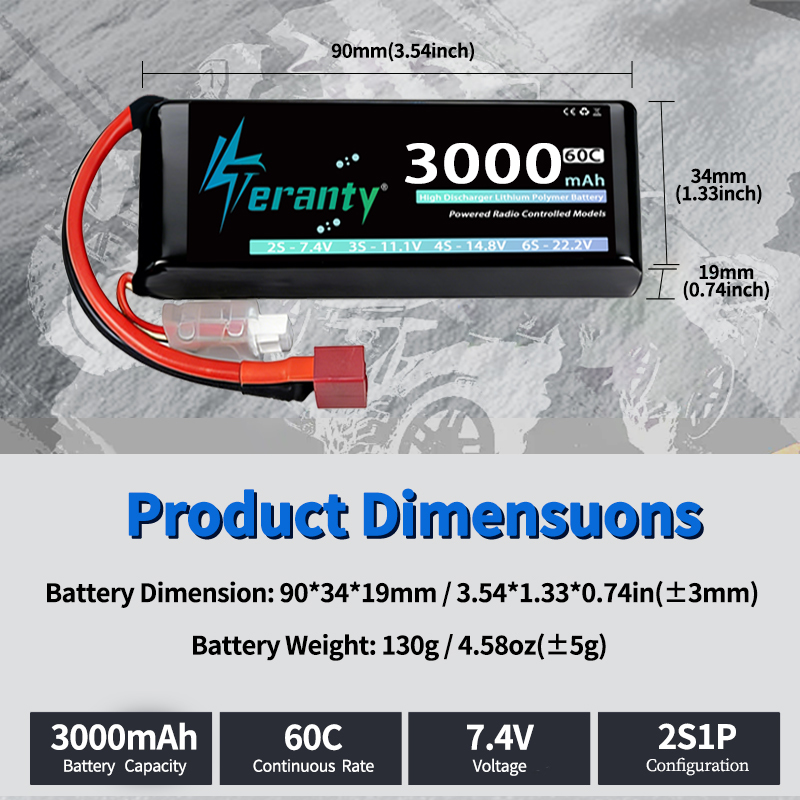 TERANTY 2S 3000mAh Lipo Batter - Drone Battery 4S recension och pris